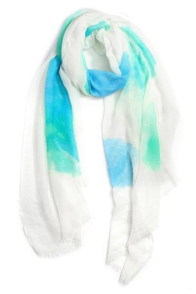 Blue/Mint Green Tie Dye Fringe Scarf - Forever Dream Boutique
