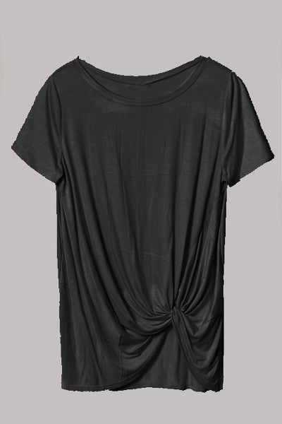 Summer Fun Short Sleeve Black Twist Top Blouse