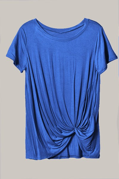 Summer Fun Short Sleeve Royal Blue Twist Top Blouse