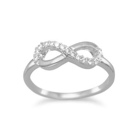 Rhodium Plated CZ Infinity Ring