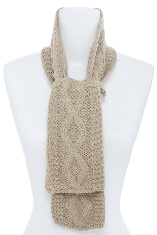 Skinny Knit Furry Taupe Scarf - Forever Dream Boutique