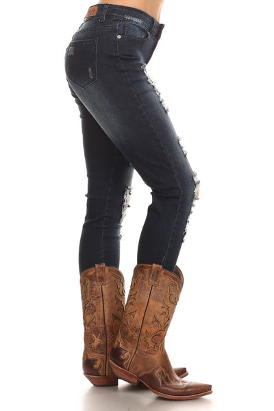 Love the Lace Distressed Denim Skinny Jeans - Forever Dream Boutique - 4
