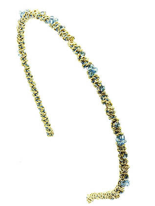 Aqua Blue Micro bead Rhinestone Head Band - Forever Dream Boutique