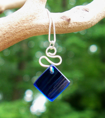Bottled Up Cobalt Glass Ribbon Necklace - Forever Dream Boutique