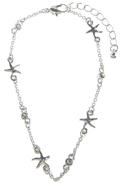 Crystal Accent Silver Starfish Anklet - Forever Dream Boutique - 2