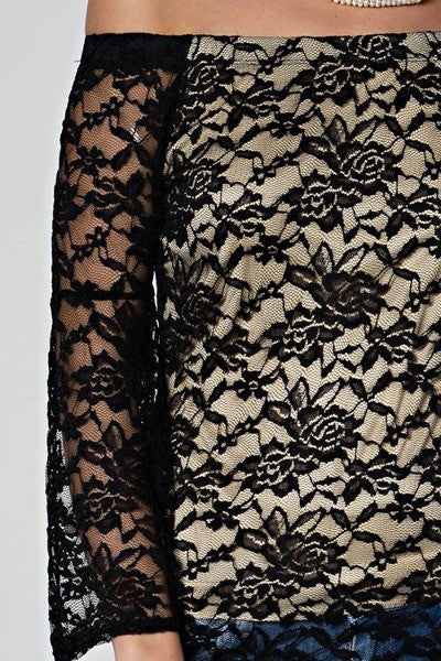 Black Flower Lace Off-the-Shoulder Top - Forever Dream Boutique - 3