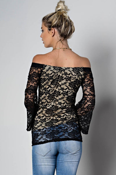 Black Flower Lace Off-the-Shoulder Top - Forever Dream Boutique - 7