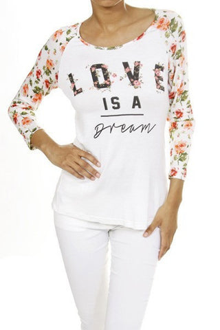 Love is a Dream Ivory Raglan Top - Forever Dream Boutique - 1