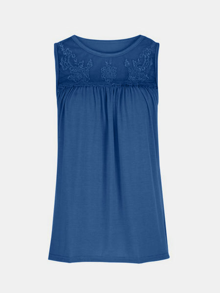 Lace Detail Round Neck Tank