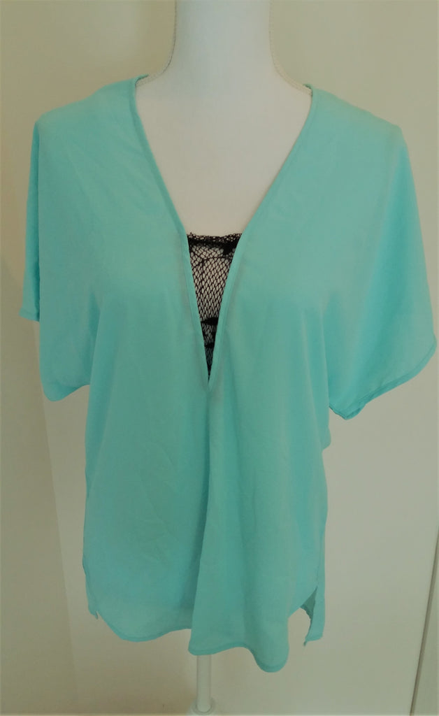 Move Over Mint Green Short Sleeve Blouse Top