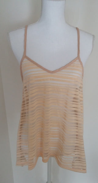 Heading for the Beach Beige Sheer Tank Top
