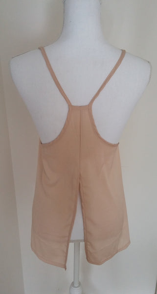 Heading for the Beach Beige Sheer Tank Top