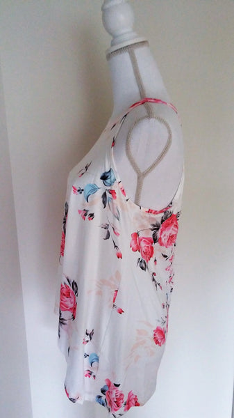 Falling for Floral Off White Ivory Tank Top Blouse