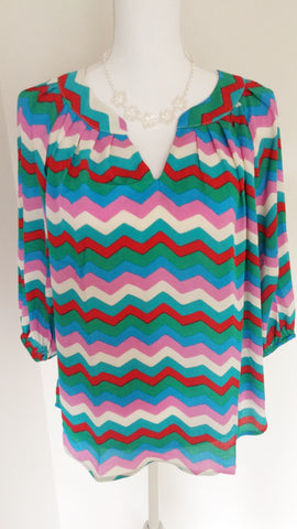 Striped Chevron Chiffon Blouse - Forever Dream Boutique - 1