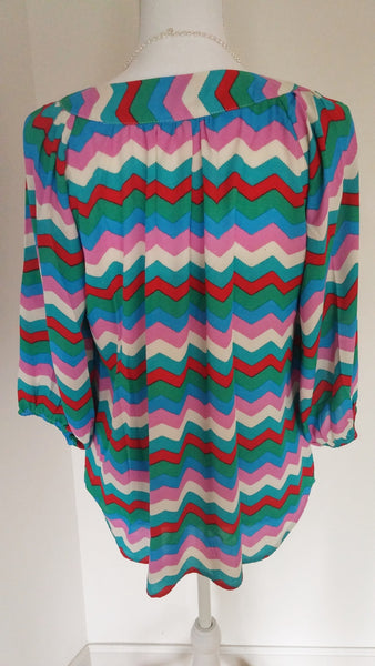 Striped Chevron Chiffon Blouse - Forever Dream Boutique - 2