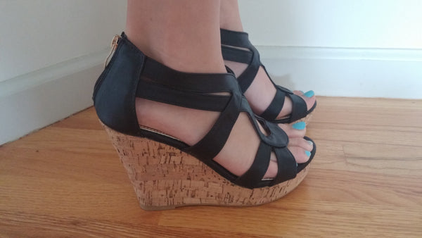 Black Paola Wedge Sandal - Forever Dream Boutique - 3