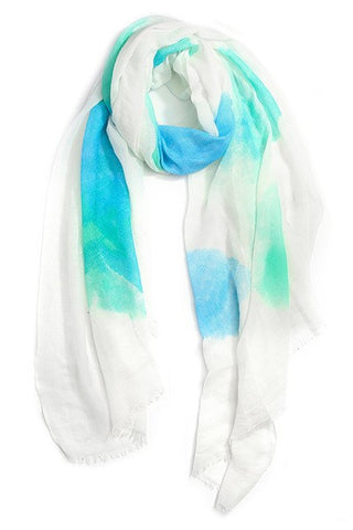 Blue/Mint Green Tie Dye Fringe Scarf - Forever Dream Boutique