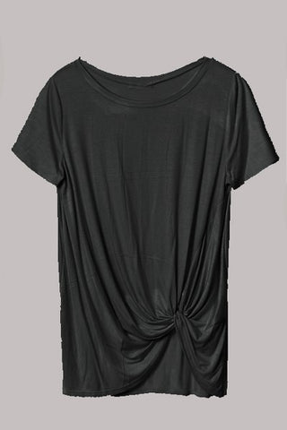 Summer Fun Short Sleeve Black Twist Top Blouse