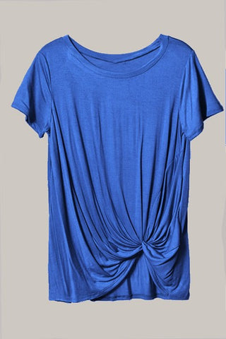 Summer Fun Short Sleeve Royal Blue Twist Top Blouse