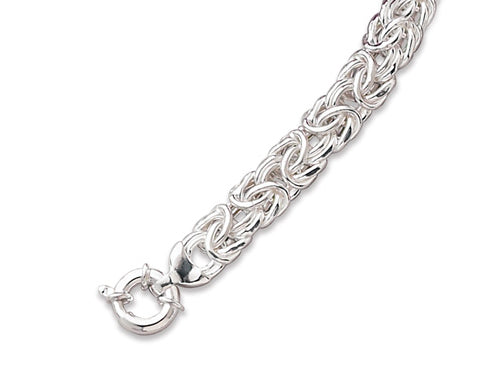 7" 160 Gauge Oval Byzantine Sterling Silver Bracelet-Made in Italy