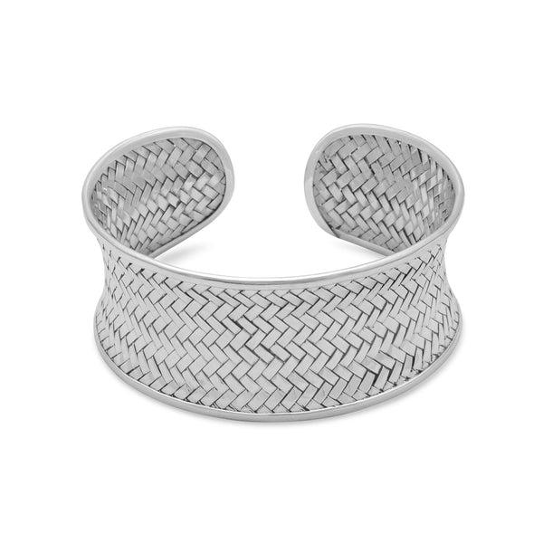 Concave Woven Sterling Silver Cuff Bracelet