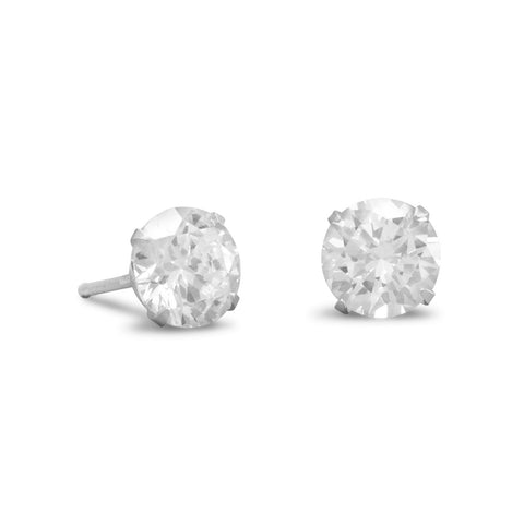 7mm CZ Sterling Silver Stud Earrings