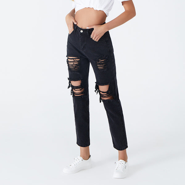 Distressed Ankle Mom Jeans