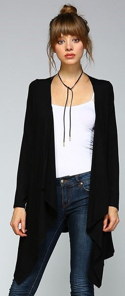 Bamboo Natural Fiber Black Drape Cardigan - Forever Dream Boutique - 1