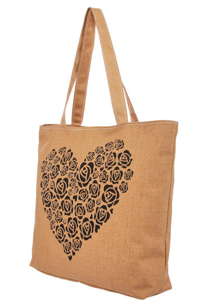 Heart Black Flower Print Tote Bag - Forever Dream Boutique - 3