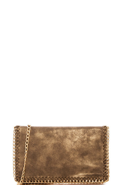 Metallic Gold Folding Clutch with Chain - Forever Dream Boutique - 1