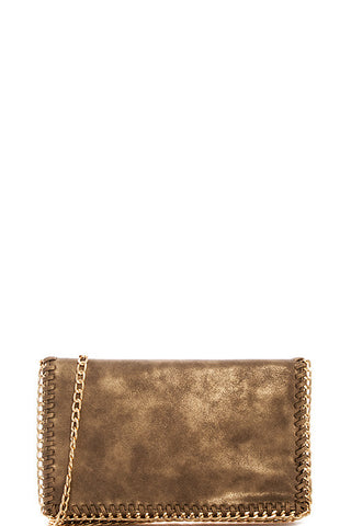 Metallic Gold Folding Clutch with Chain - Forever Dream Boutique - 1