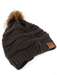 Gray Pom Pom Winter Hat - Forever Dream Boutique - 1