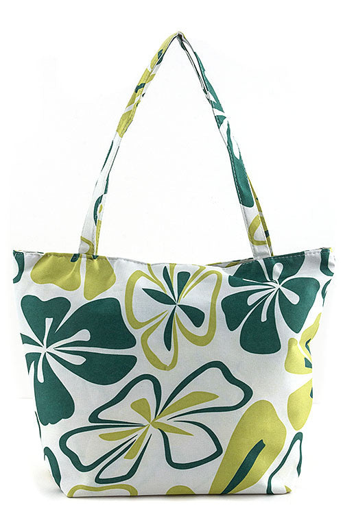 Green Floral Print Tote Bag - Forever Dream Boutique - 1