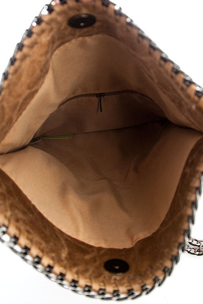 Metallic Gold Folding Clutch with Chain