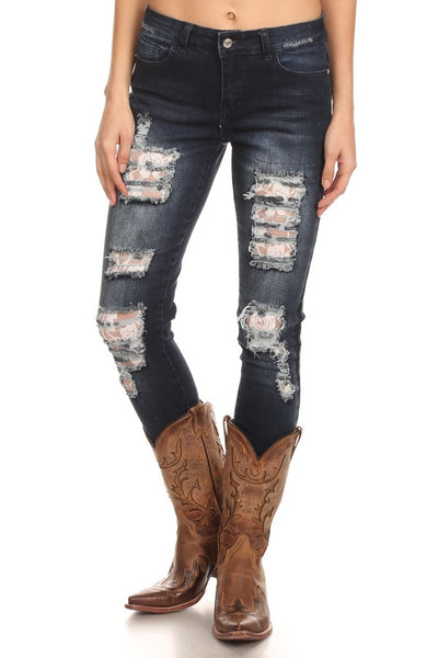 Love the Lace Distressed Denim Skinny Jeans - Forever Dream Boutique - 2