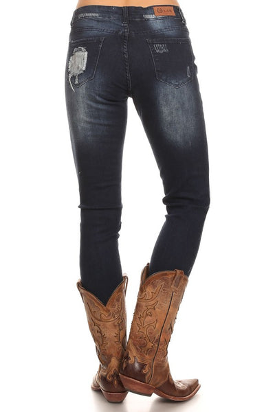 Love the Lace Distressed Denim Skinny Jeans - Forever Dream Boutique - 3