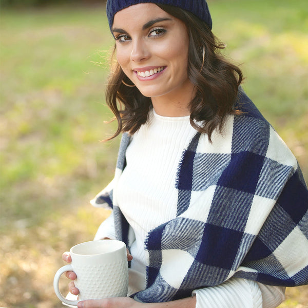 Navy Buffalo Check Adaline Scarf