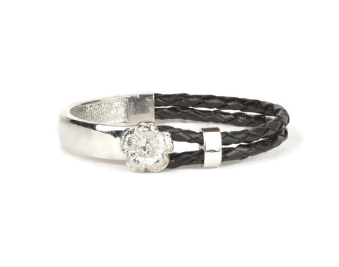 Half Braided Leather with Flower Bracelet - Forever Dream Boutique