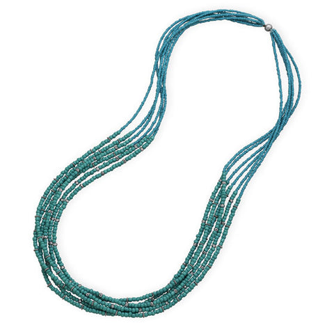 Turquoise Multi-Strand Glass Bead Necklace - Forever Dream Boutique