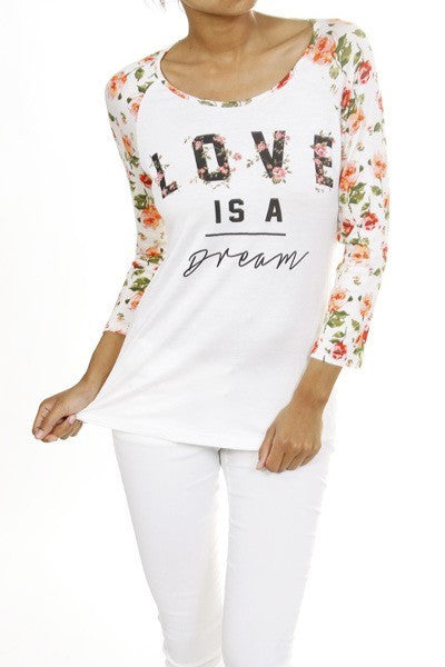 Love is a Dream Ivory Raglan Top - Forever Dream Boutique - 3