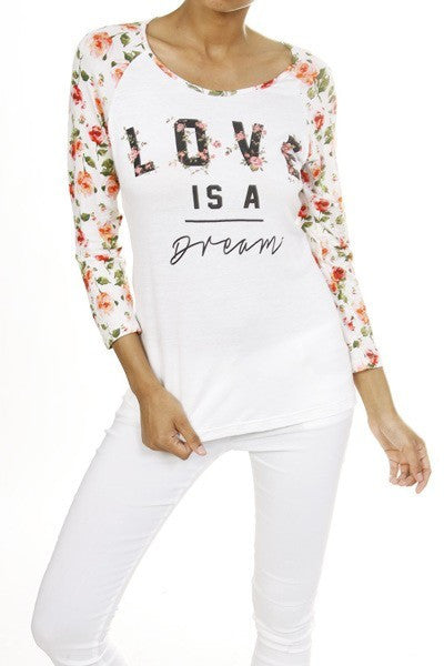 Love is a Dream Ivory Raglan Top - Forever Dream Boutique - 2