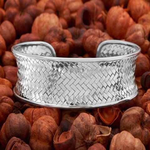 Concave Woven Sterling Silver Cuff Bracelet